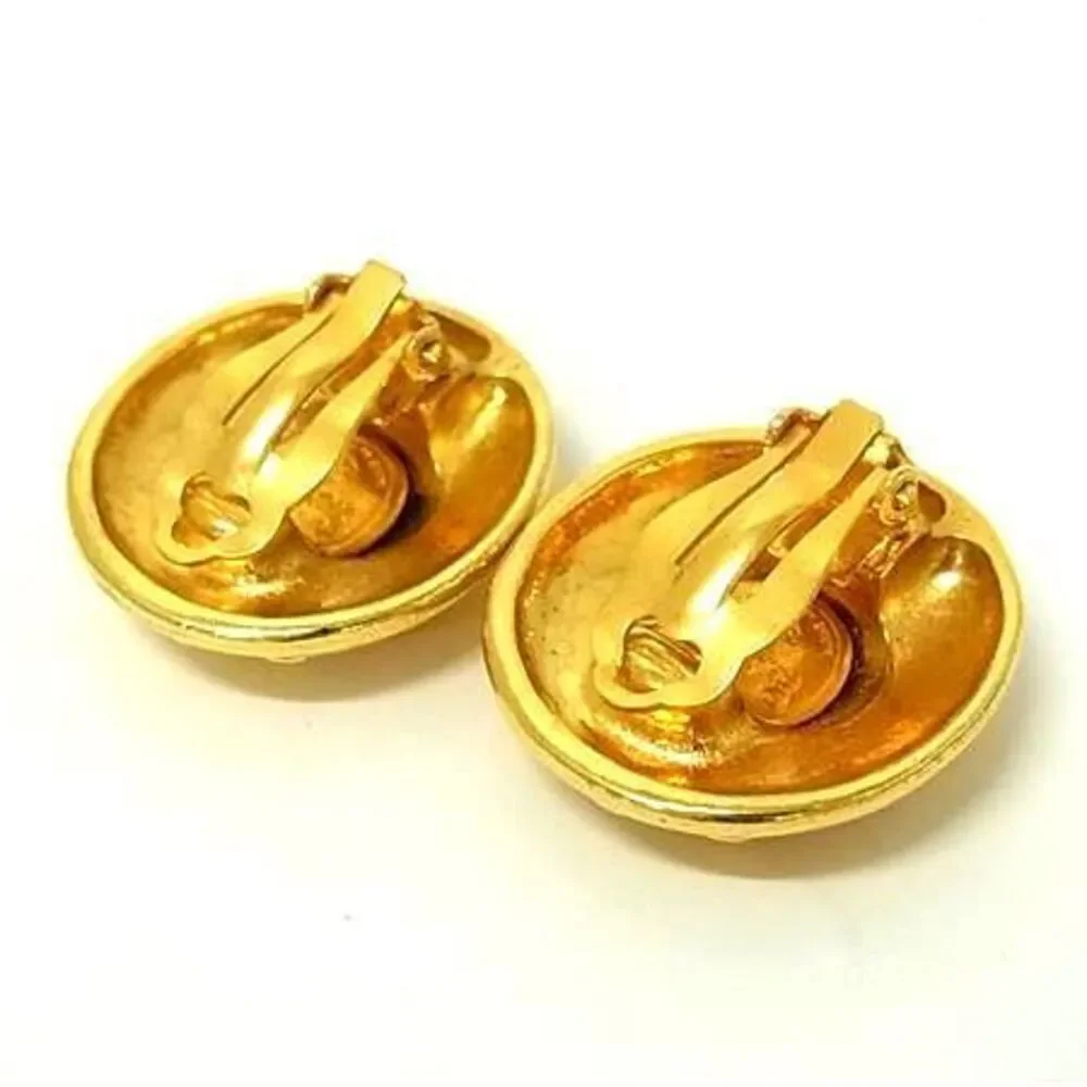 CHANEL Authentic Gold Logo Earrings - Picture 3 of 3